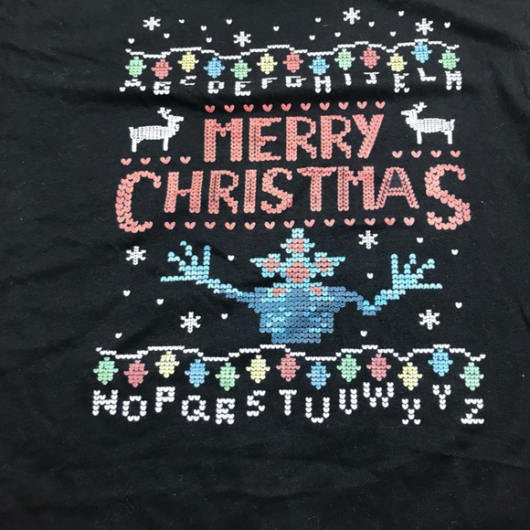 Merry Christmas Graphic Top T-shirt S Black - Picture 6 of 6